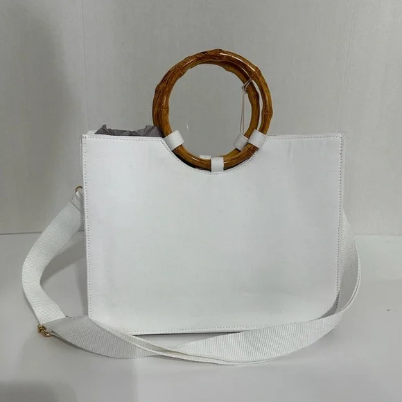 NWT Sol + Mer Strawberry Beaded Viral Purse Handbag w Bamboo Handles White Strap - Picture 13 of 15